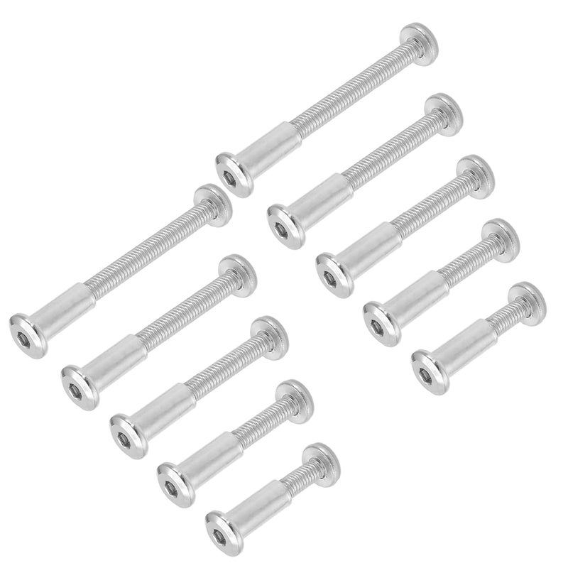 Jersvimc 30 Sets M6x16/25/35/45/55mm Hex Drive Socket Cap Bolt Kit with Allen Wrench, Silver Furniture Connector Bolts M6 Countersunk Screw Barrel Nuts Binding Screws for Cabinet - Image 2
